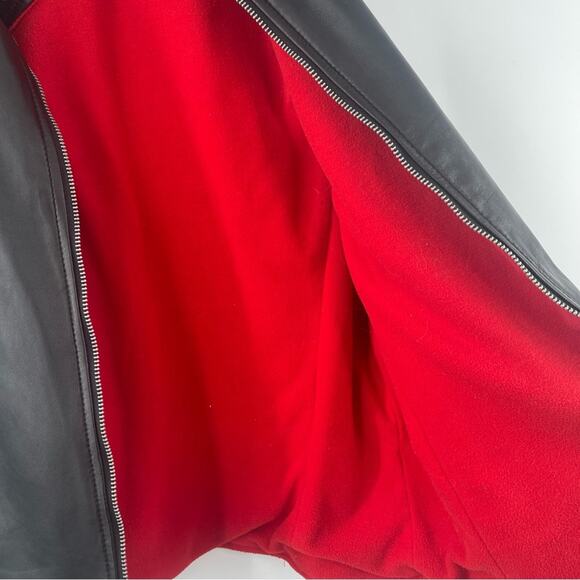 PENDLETON Vest Vintage Black 100% Leather Zip Up Red Fleece Interior Size Small - Picture 12 of 13